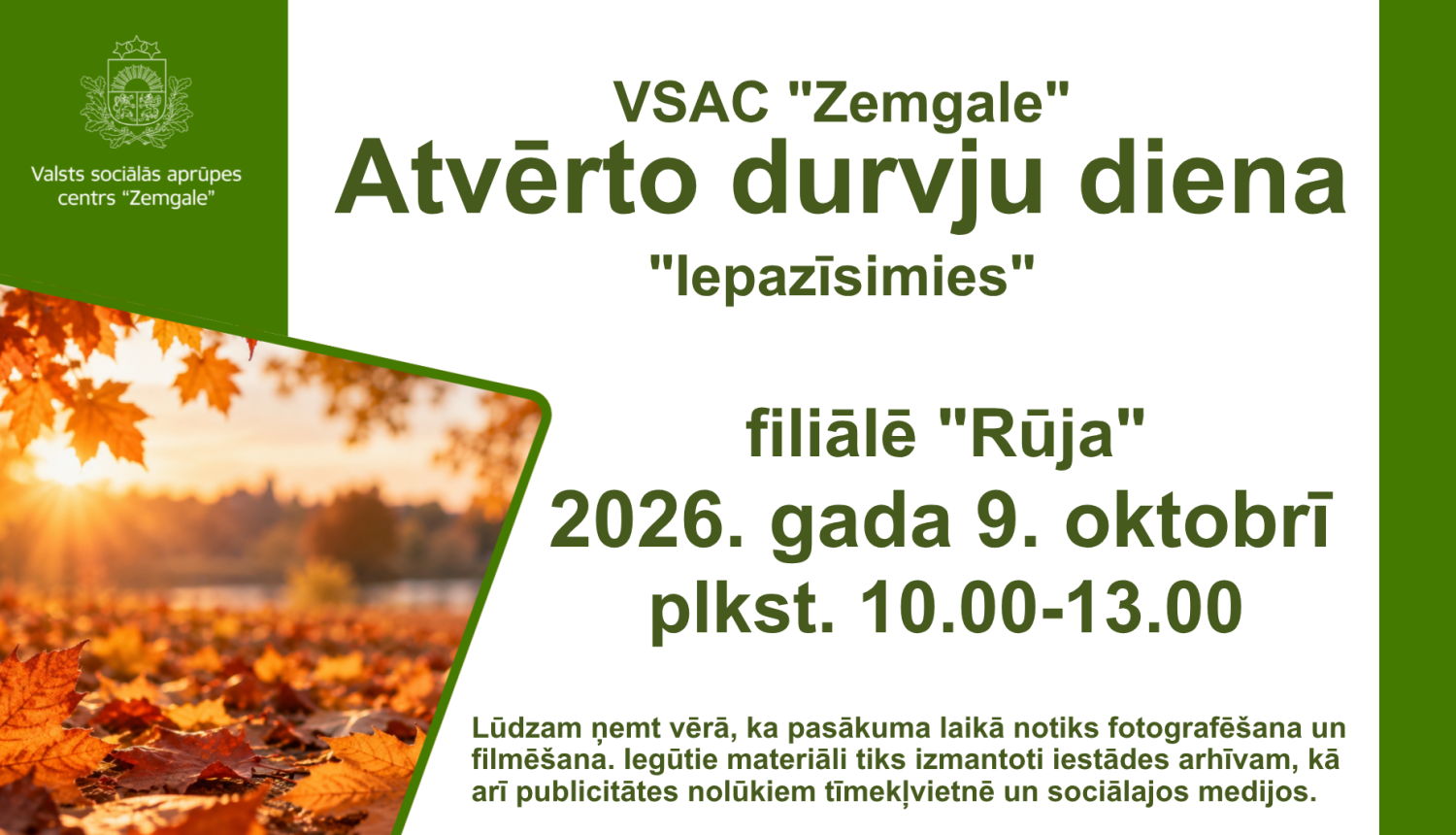 Filiāles "Rūja" atvērto durvju dienas infografiks.