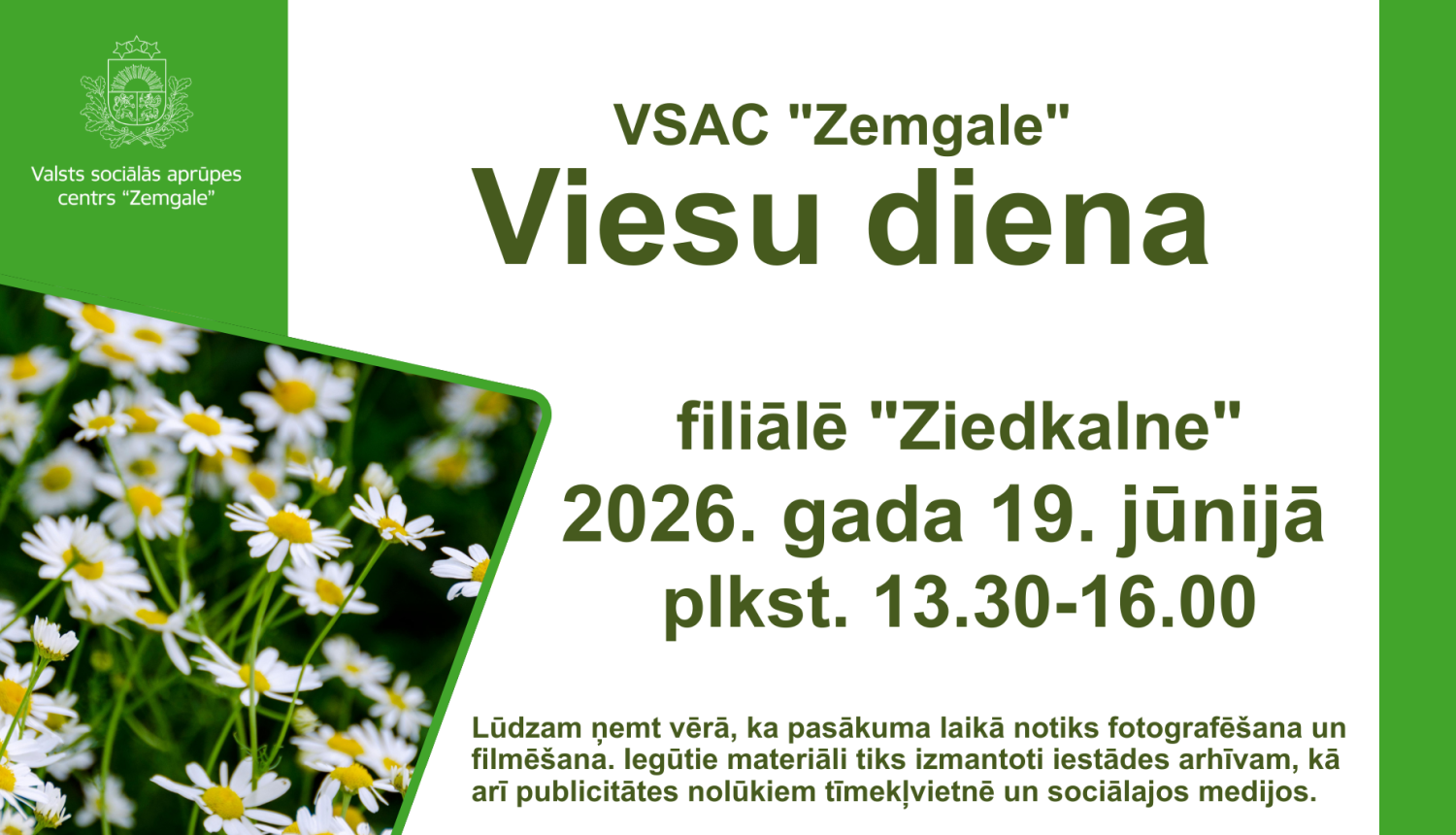 Pasākuma afiša ar maijpuķīšu attēlu