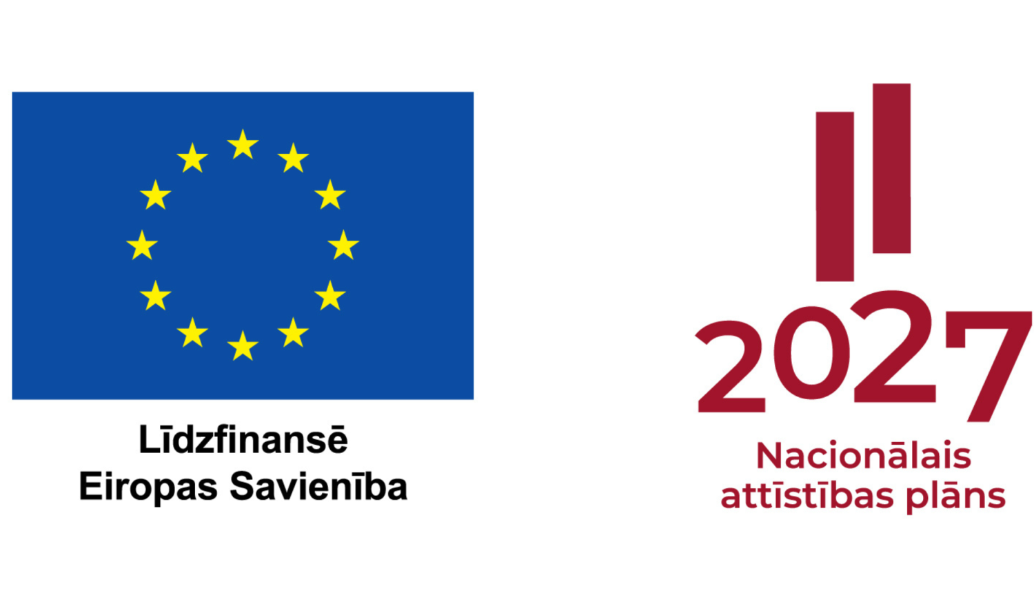 Eiropas savienības un nacionālā attīstības plāna 2027 logotipi