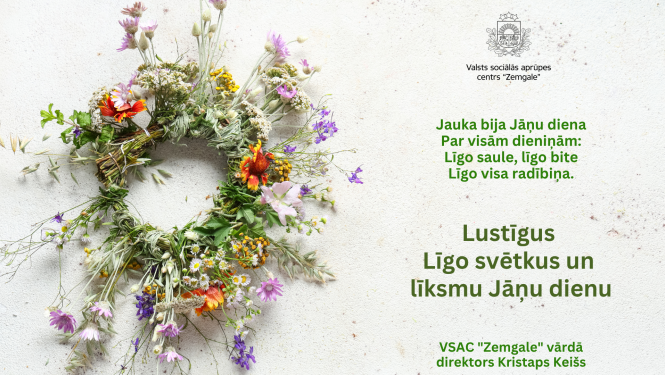 Apsveikums gaišos un maigos toņos ar ziedu vainaga attēlu