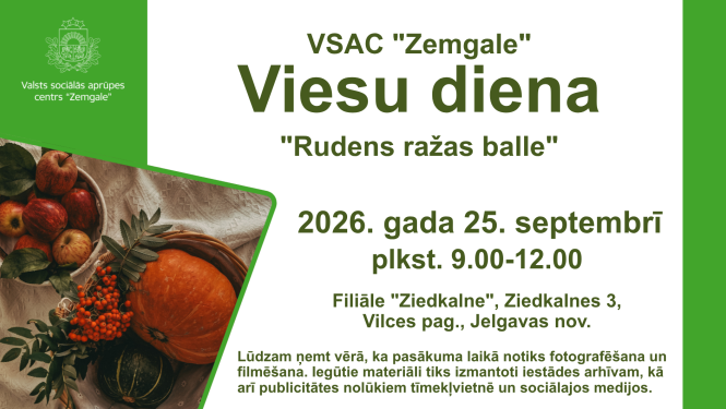 Viesu dienas informatīvā afiša ar attēlu ar rudens veltēm