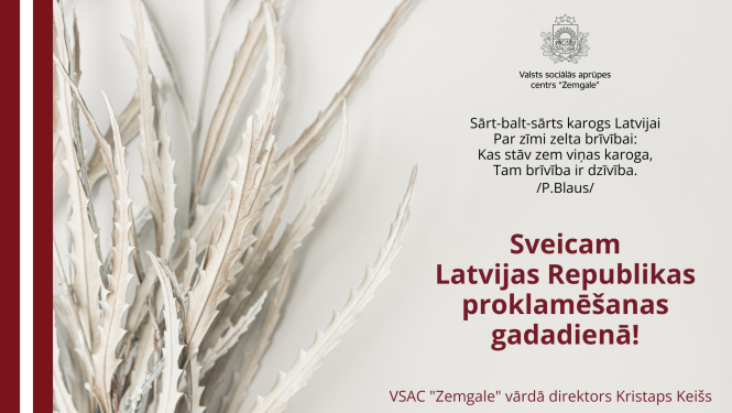 Apsveikums sarkani baltajos toņos un apsveikums Latvijas Republikas proklamēšanas gadadienā