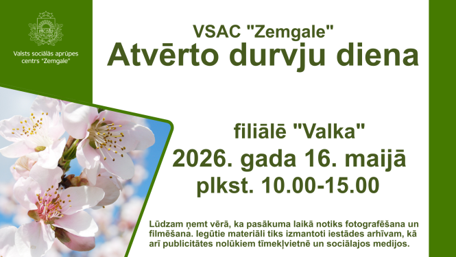 atvērto durvju dienu afiša ar plaukstošu ābeļziedu attēlu