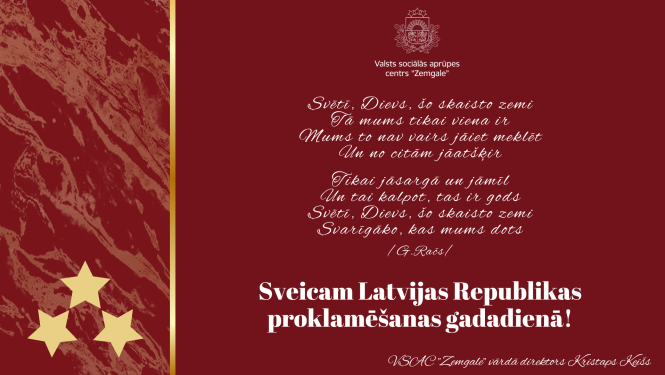 Sveicam Latvijas Republikas proklamēšanas gadadienā!