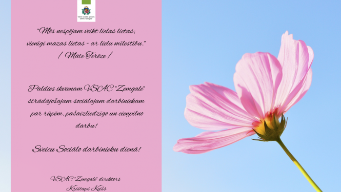 Apsveikums Starptautiskajā sociālo darbinieku dienā