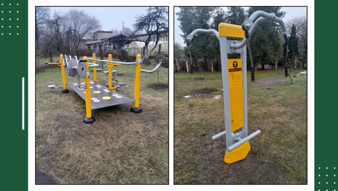 Attēlā uzstādītais āra trenažieru komplekss