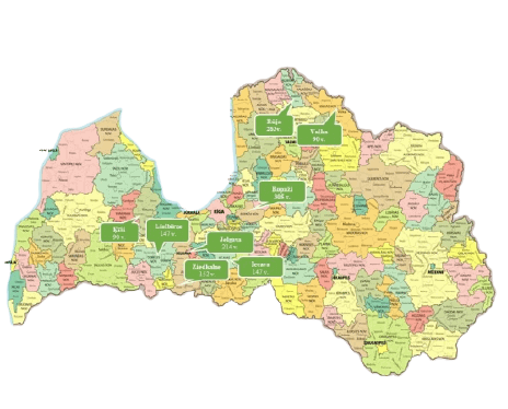 VSAC Zemgale filiāles Latvijas kartē