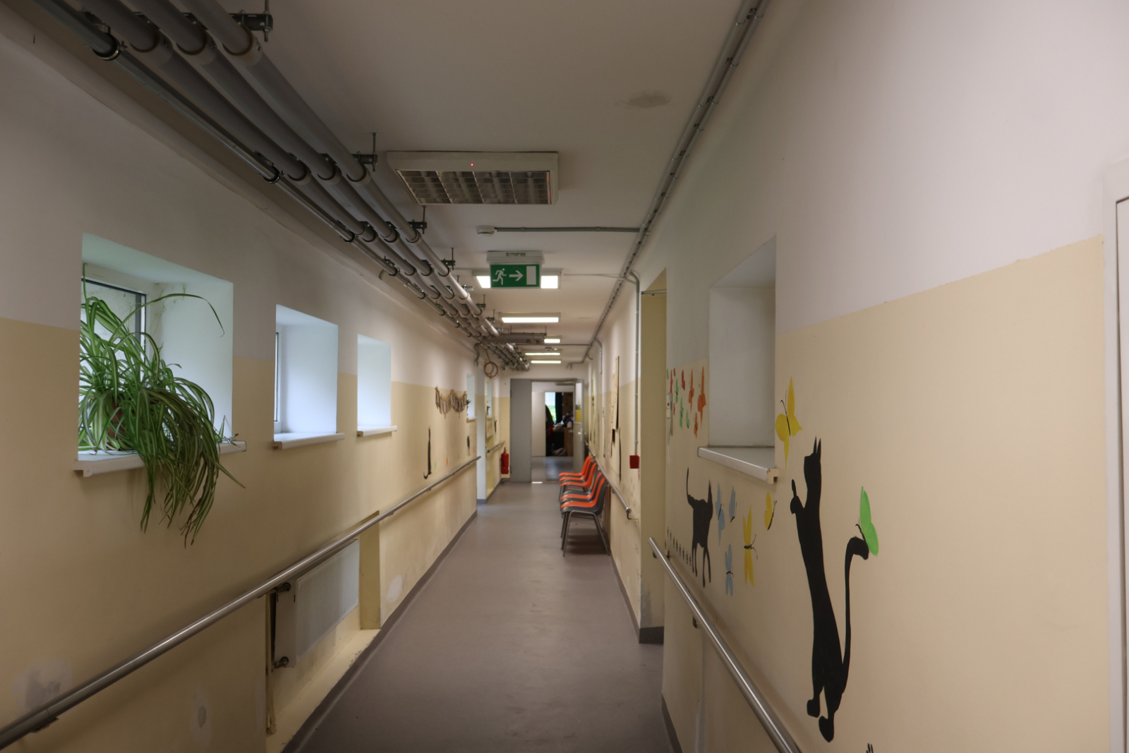 Gaitenis pirms remonta, dzeltenas sienas, nolietojies grīdas segums